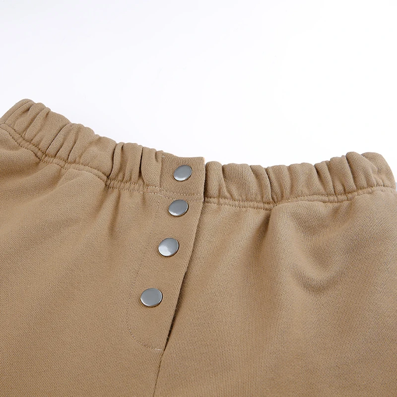HEYounGIRL осень зима хаки спортивные штаны женские пуговицы мешковатые с высокой талией повседневные женские брюки свободные спортивные штаны уличная одежда
