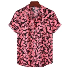 Shirts Men Short Sleeve Print Casual Mens Aloha Shirt Beach Holiday Hawaiian Camisas Summer  mens shirts short sleeve