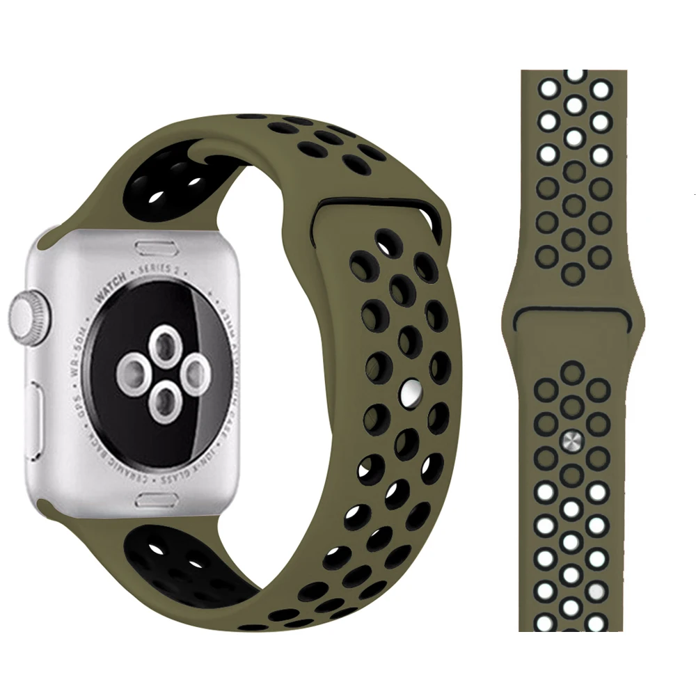 Спортивный ремешок для apple watch band 44 мм/40 мм apple watch 4 3 2 band iwatch band 5 42 мм/38 мм correa браслет ремень аксессуары для часов - Цвет ремешка: Dark olive black