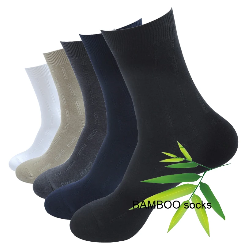 

5 pairs=10 pcs Bamboo Fiber Casual Classic Solid Color Socks Business Anti-Bacterial Deodorant Breathable Wedding New Men's Sock