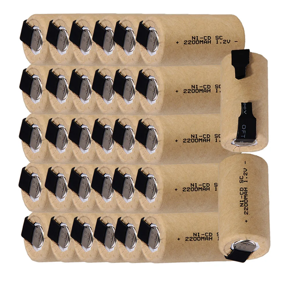 real capacity ! 32 pieces SC battery 1.2V NICD 2200mah batteries for electric drills power tools COLOR RANDOM | Электроника