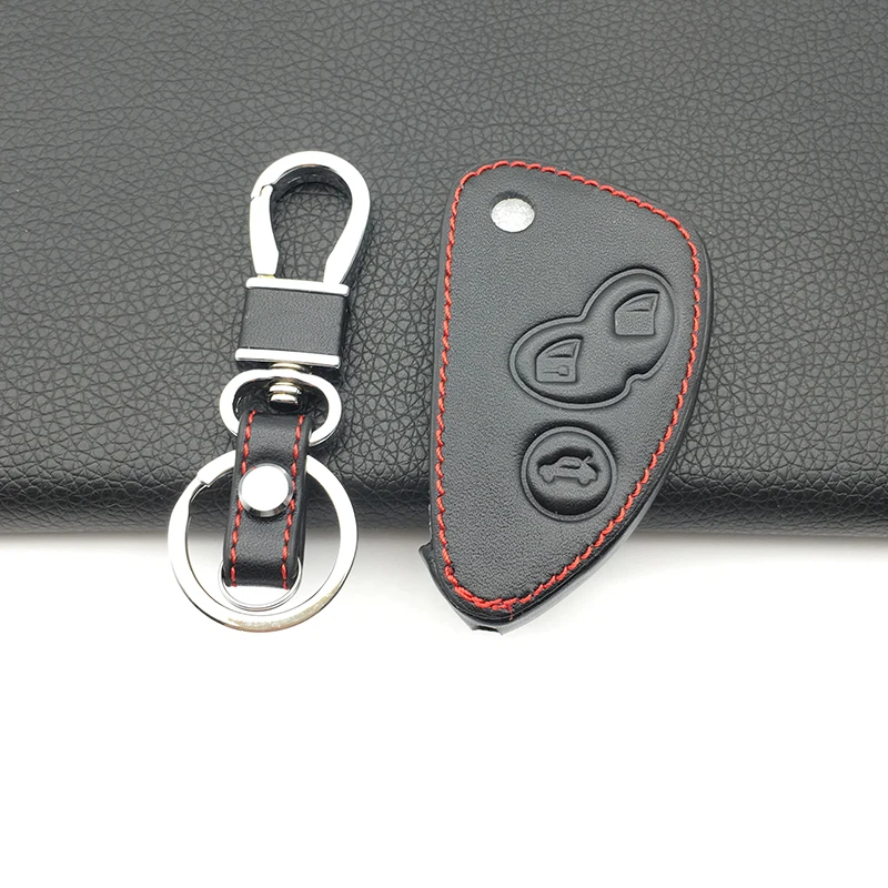 New Style Leather Car Key Cover Fob Case For Alfa Romeo 147 156 166 GT JTD TS Remote Flip Jacket Wallet Bag Styling | Автомобили и