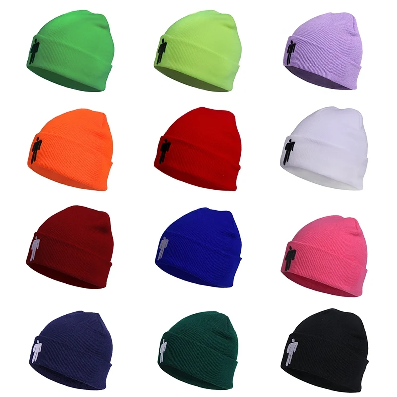 Billie Eilish Beanie Hat Women Men Knitted Hats Warm Winter Hats Hip-hop Outdoor Casual Sport Cap Bonnet 12 Colors