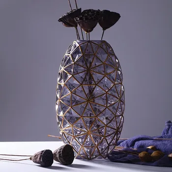 

GILT WEB GLASS VASE DECORATIVE EGG SHAPED METAL VASE FLOWER PITCHER ART AND CRAFT GLASSWARE ORNAMENT ACCESSORIES FURNISHING