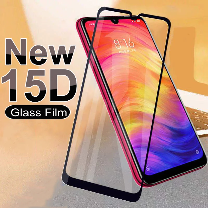 15D Protective Glass For Xiaomi Redmi 7 7A 8 8A 9 9A Tempered Screen Protector Redmi Note 7 8 8T 9S 9 Pro Full Cover Glass Film afbeelding