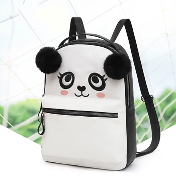 

Students School Backpacks Cute Cartoon Panda Women Leather Shoulder School Bags Knapsack for Outdoor Child Ornament