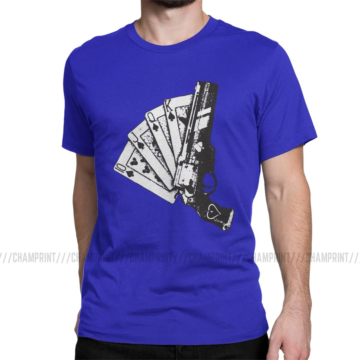 Ace Of Spades Destiny, Мужская футболка, Cayde 6, игра, потрясающая футболка, короткий рукав, круглый вырез, футболка, хлопок, идея подарка - Цвет: Синий