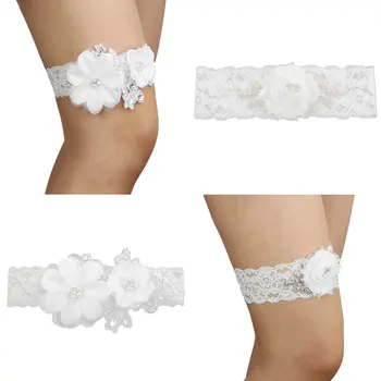 

Plus Size Wedding Garter Lace Garter With Flower Rhinestone Prom Garter Belt