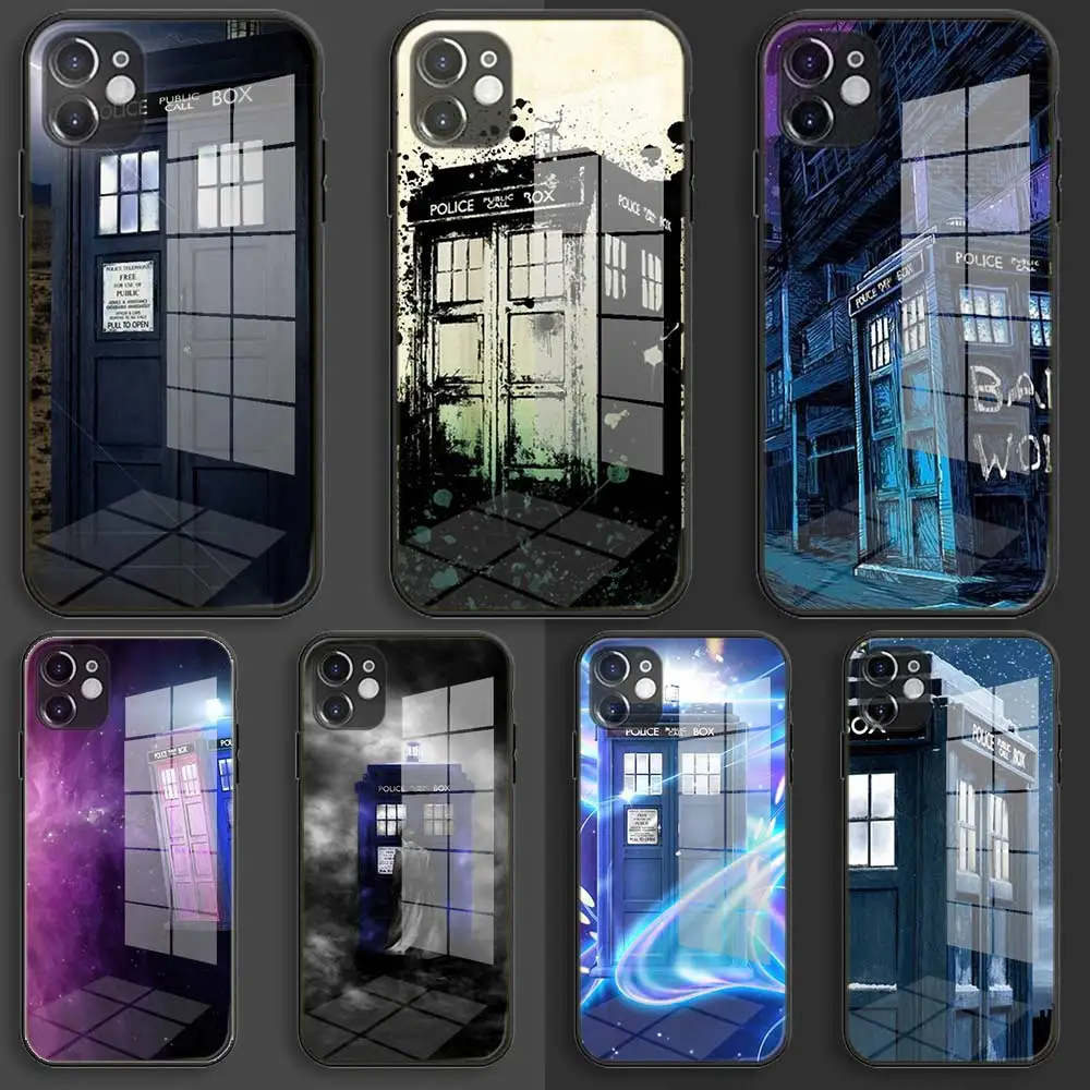 Glass Soft Silicone Balck Case Shell for iPhone 12 11 Pro X XS Max XR 8 7 6 Plus SE 2020 S Cover Tardis Box Doctor | Мобильные