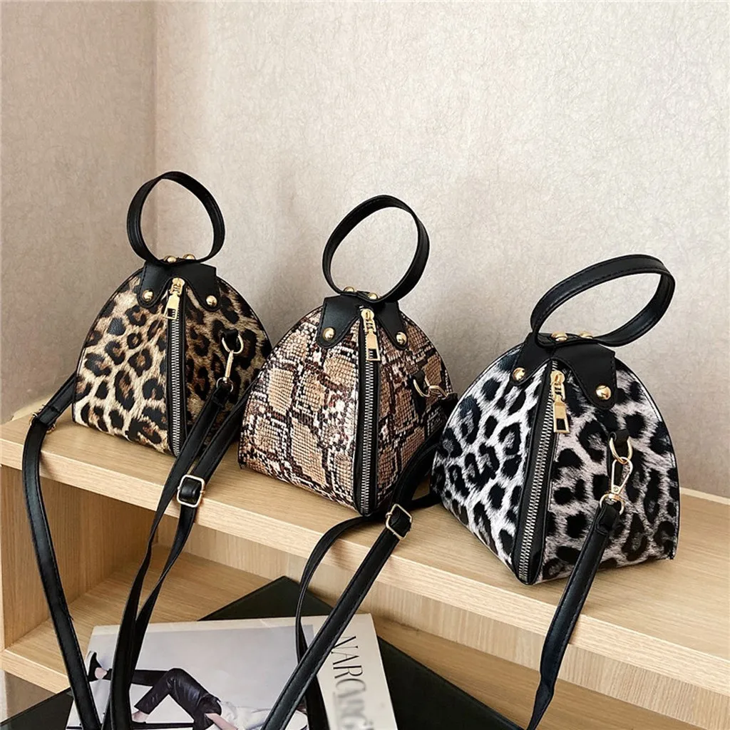

Women Shoulder Bags Trend Large Capacity Snake Print Messenger Bag Vintage New Leather Crossbody Bags Functional Zipper Bag