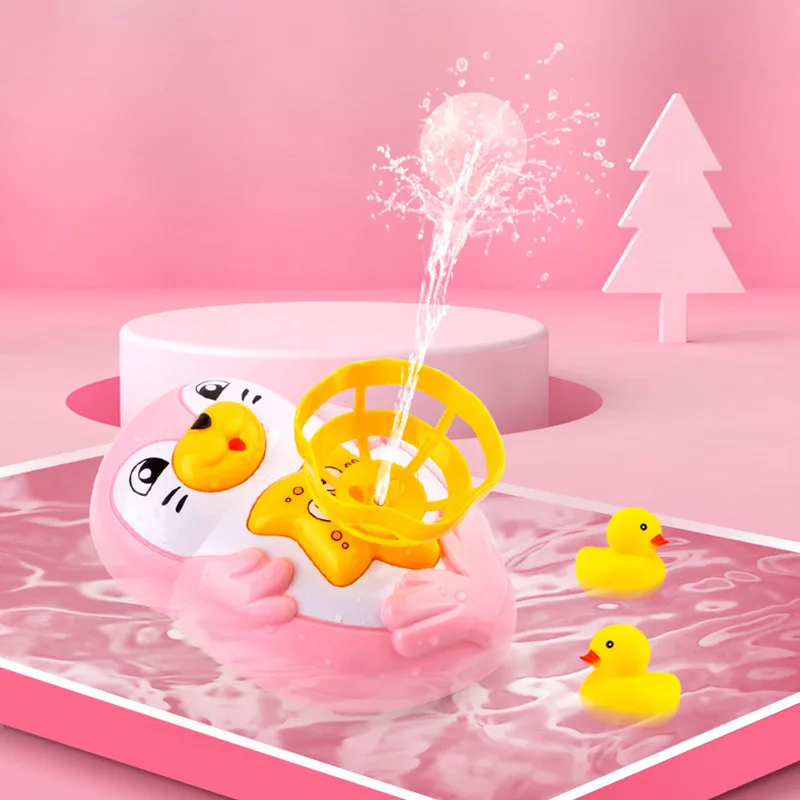 Pink Электрическая игрушка поливальная машина Младенческая Детская ванна вода играть мяч уплотнение животных мультфильм игрушка для душа - Цвет: Pink