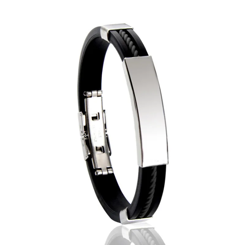 Silicone Bracelet Fashion Bracelet Fashion Jewelry Name Engrave Silicone Bracelet Inscription Friendship Bracelets For Women Men ID Bracelet Luxury Snap Button Jewelry