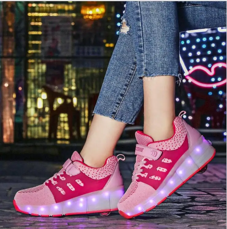 color 15 Heelies usb зарядка светодиодный светильник кроссовки с одним колесом мальчик девочка роликовые коньки повседневная обувь с роликом - Цвет: color 15