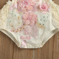 Vêtements de princesse pour bébés filles de 0 à 24 mois, barboteuse d'été en dentelle, imprimé de fleurs, à volants, manches courtes, combinaisons 2 couleurs 4