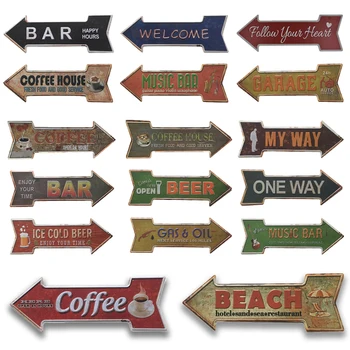 

Coffee Beer Gar Exit Tin Sign Irregular Arrow Metal Plaques Wall Decor Garage Bar Pub Restaurant Man Cave Pin Up Signs 16x45 cm