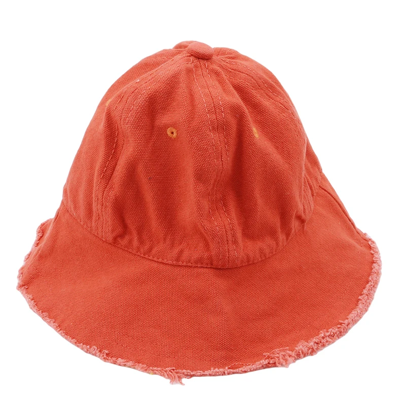 Одноцветная Панама Harajuku, детская пляжная шляпа от солнца на открытом воздухе, черная, желтая модная Панама, Рыбацкая шляпа - Цвет: orange