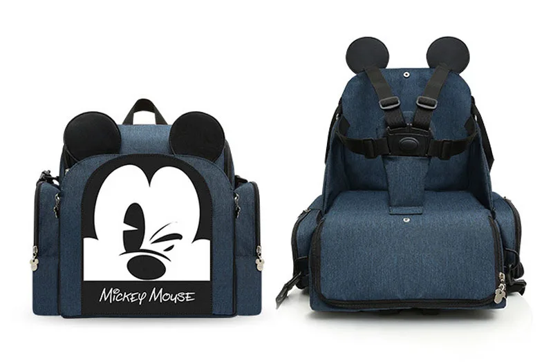 Disney 2 в 1 пеленки мешок обеденное кресло-сумка Многофункциональный Stlye водонепроницаемый Мать сумка подгузник рюкзак путешествия Мумия сумки