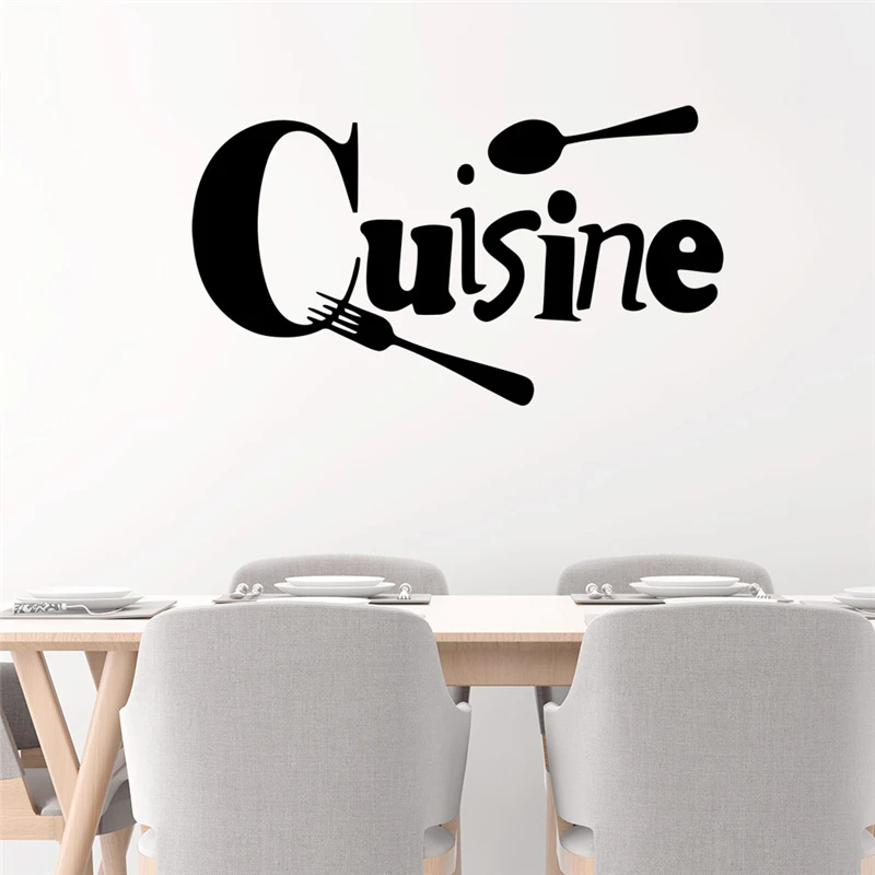 

Creative Cuisine Letters Wall Decals Kitchen Dining Room Home Decor Removable Wall Stickers Vinyl Mural Art Diy Wallpaper