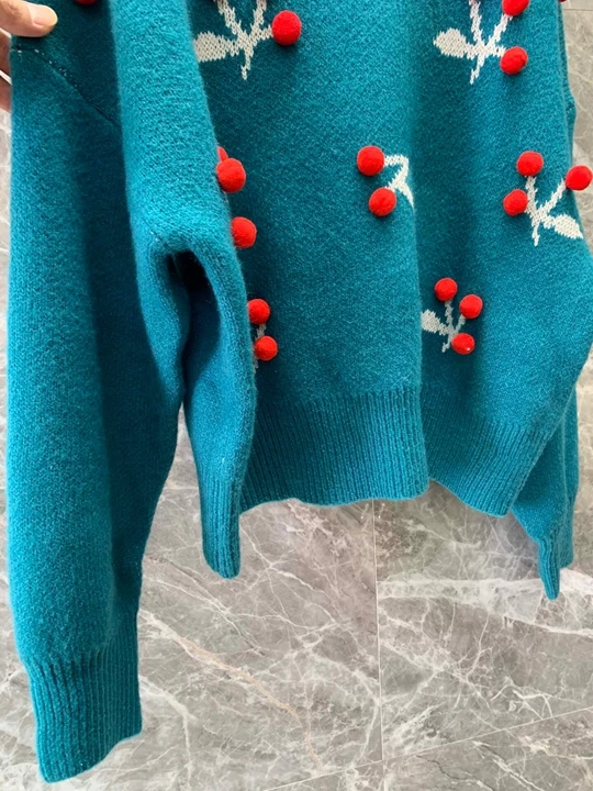 Зимний женский пуловер свитер свободный свитер 1207 Вишня
