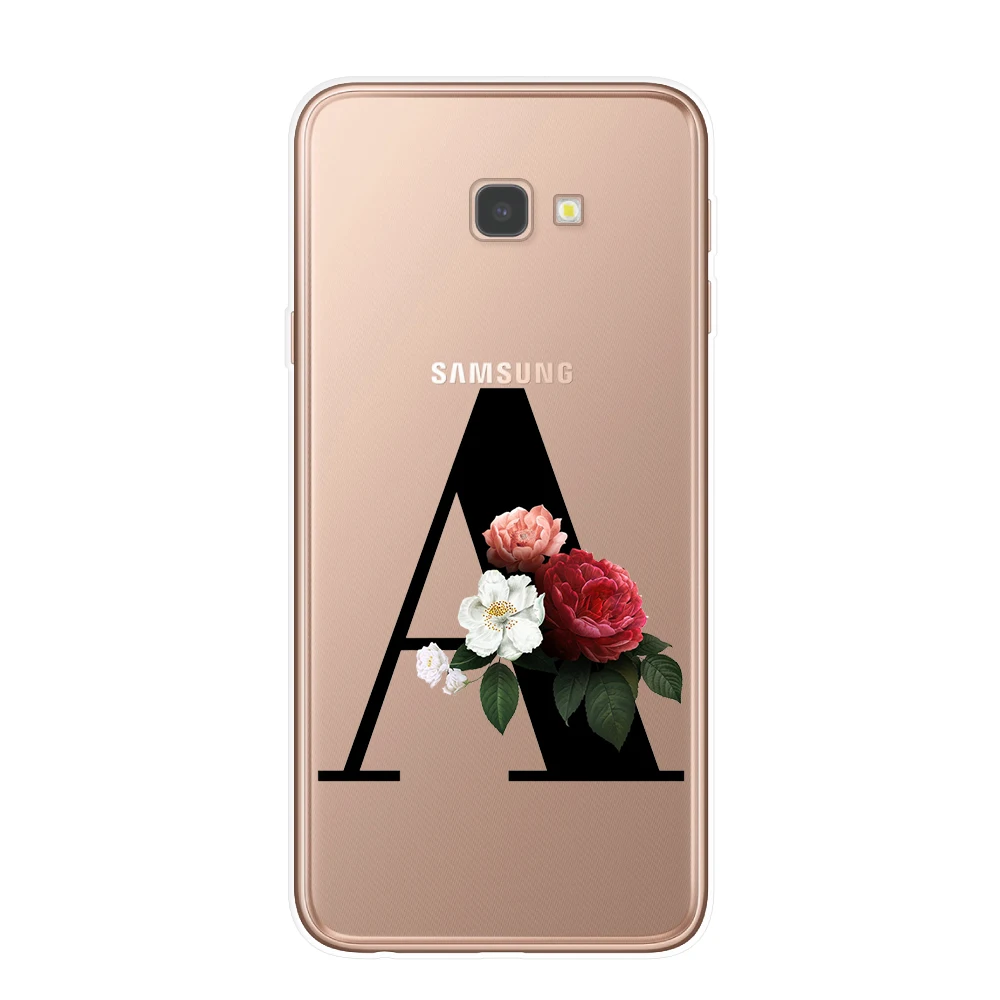 Письмо монограмма A B C D Алфавит цветы Мягкий ТПУ чехол для телефона для samsung J3 J5 J7 J4 J6 плюс бампер с цветочным узором