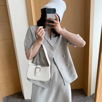 

Women Retro Leather Handbag Classic Texture Delicate Creative Design Chic Pure Color Purse Ladies Summer Travel Shoulder Bag
