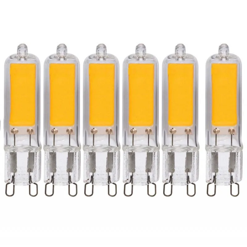 6 шт., светодиодсветильник лампы G9 7 Вт, 9 Вт, 12 Вт, без мерцания, G4 COB лампы 220 В, домашняя люстра-прожектор, сменные галогенные лампы 25 Вт, 45 Вт, лампочки