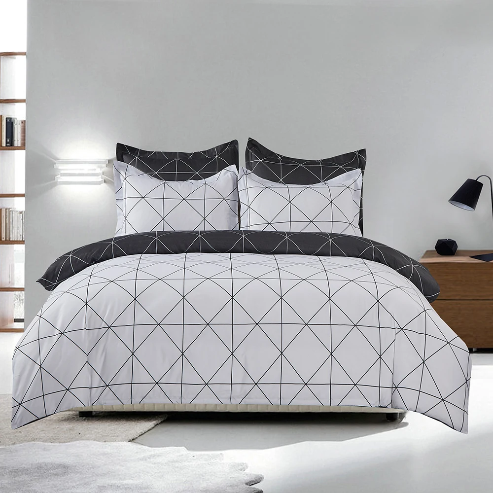 

Fashion Classic Geometric lines Bedding Set Double Queen King Bed Soft Duvet Cover Pillowcase
