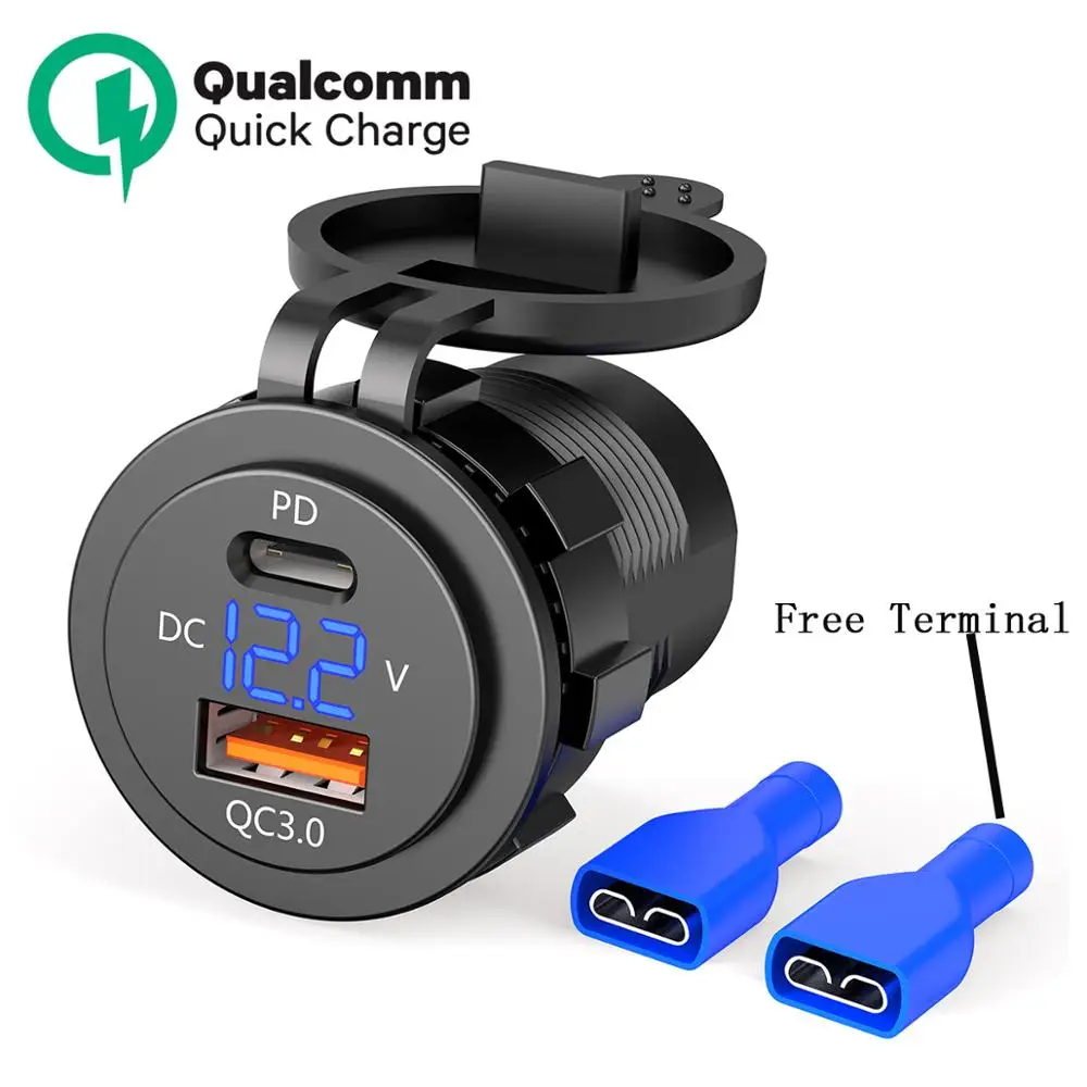 Зарядное устройство CHELINK с USB портом и индикатором напряжения QC 3 0|Кабели адаптеры