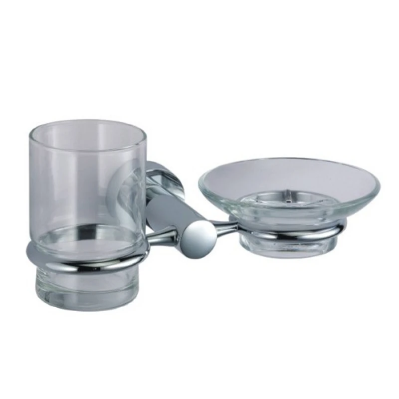 Держатель мыльницы и стакана WasserKRAFT Donau K-9426 (Материал: Стекло/Металл, никель-хромовое покрытие)