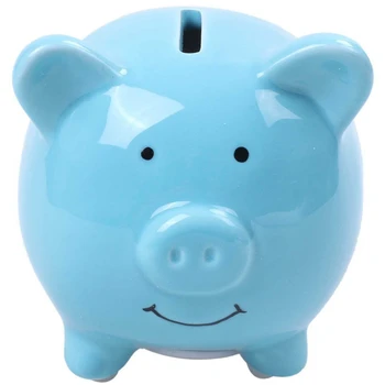 

Piggy Banks for Kids, Ceramic Material, Cute Pig for Decoration, Baby Nursery Gift (Blue)