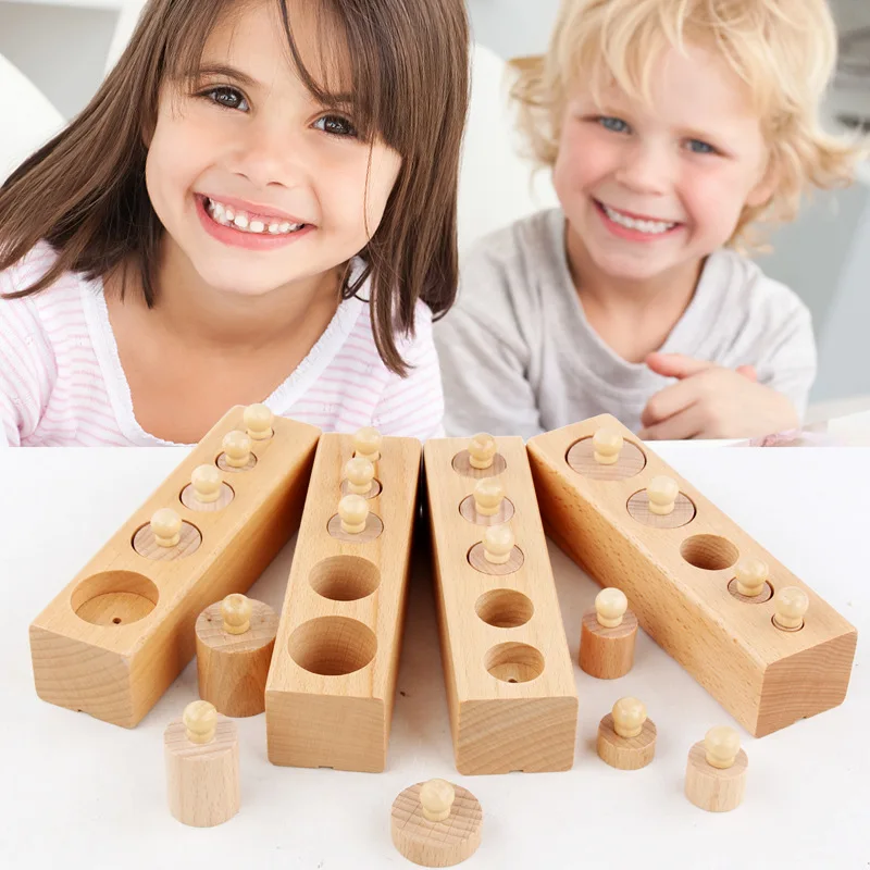  Colorful Socket Cylinder Blocks Wood Montessori Toys For Children Educational Preschool Early Learn - 4000183934712