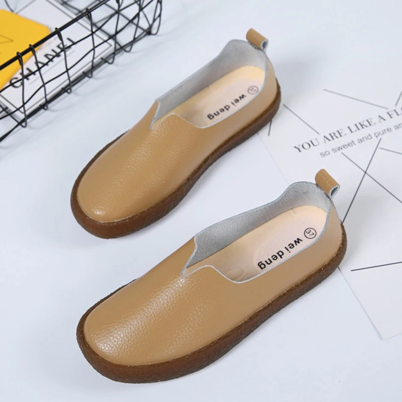 Spring PU Leather Women Flat Shoes 2020 Casual Shallow Sewing Solid Color Women Loafers Summer Beach Women Shoes Flats VT663 (14)