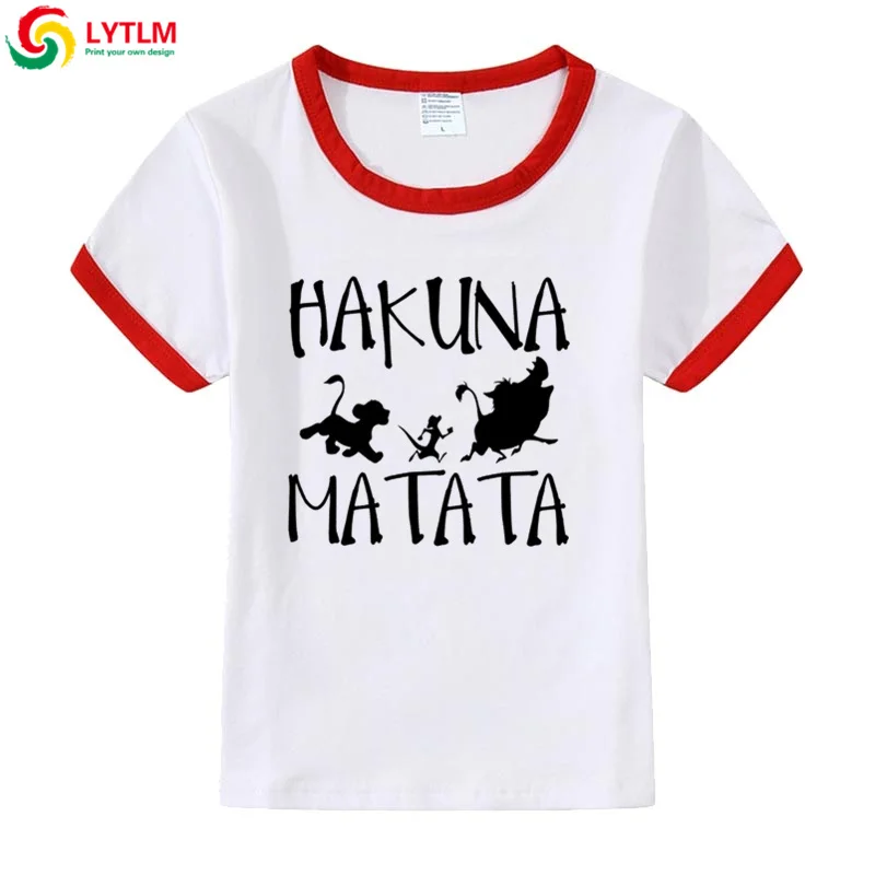 LYTLM Roi футболки с изображением Льва для девочек хакуна матата Топ подростковая одежда футболка Дети Moletom женское Inverno дети топы для девочек - Цвет: DXZB LYCRA Red