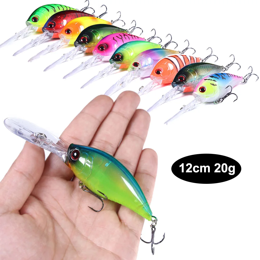  HENGJIA 1pcs 12cm 20g Deep Diving Crankbait Minnow Fishing Wobbler Swimming Bait Artificial Hard Ba