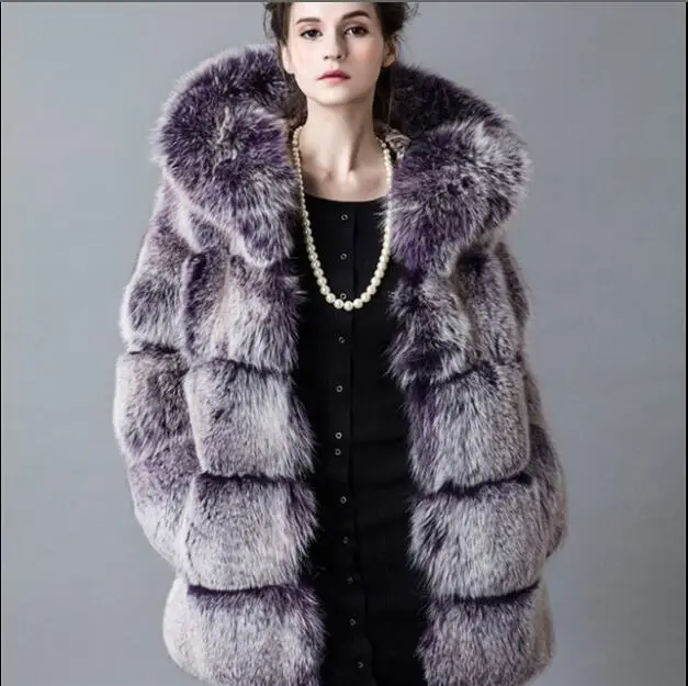 

Популярное пальто из искусственного меха, женская шапка с капюшоном, осенне-зимняя куртка без рукавов, пальто, плотное теплое пальто из искусственного лисьего меха, повседневное пальто