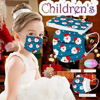 

100pcs Children's Christmas Mask Printed Disposable Protective Face Masks Elastic Earloop Mascarilla Masker 3 Ply Mouth Masks