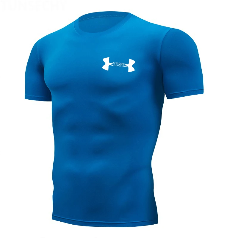 Спортивная футболка, мужская спортивная футболка, быстросохнущая облегающая футболка для фитнеса и бега, Мужская футболка для бега Rashgard, Спортивная брендовая футболка MMA