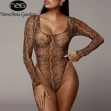 NewAsia Garden See Through Mesh Bodysuit Women Body Mujer Python Print Long Sleeve Sexy Bodysuits Casual Animal Print Jumpsuit NewAsia Garden See Through Mesh Bodysuit Women Body Mujer Python Print Long Sleeve Sexy Bodysuits Casual Animal Print Jumpsuit