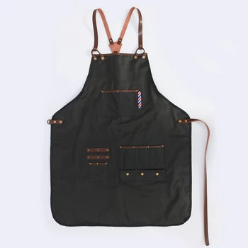 

WEEYI Men Women Black Barber Aprons Waterproof Hairdressing Salon Apron With Leather Straps Drop Shipping Apron For Hairdresser