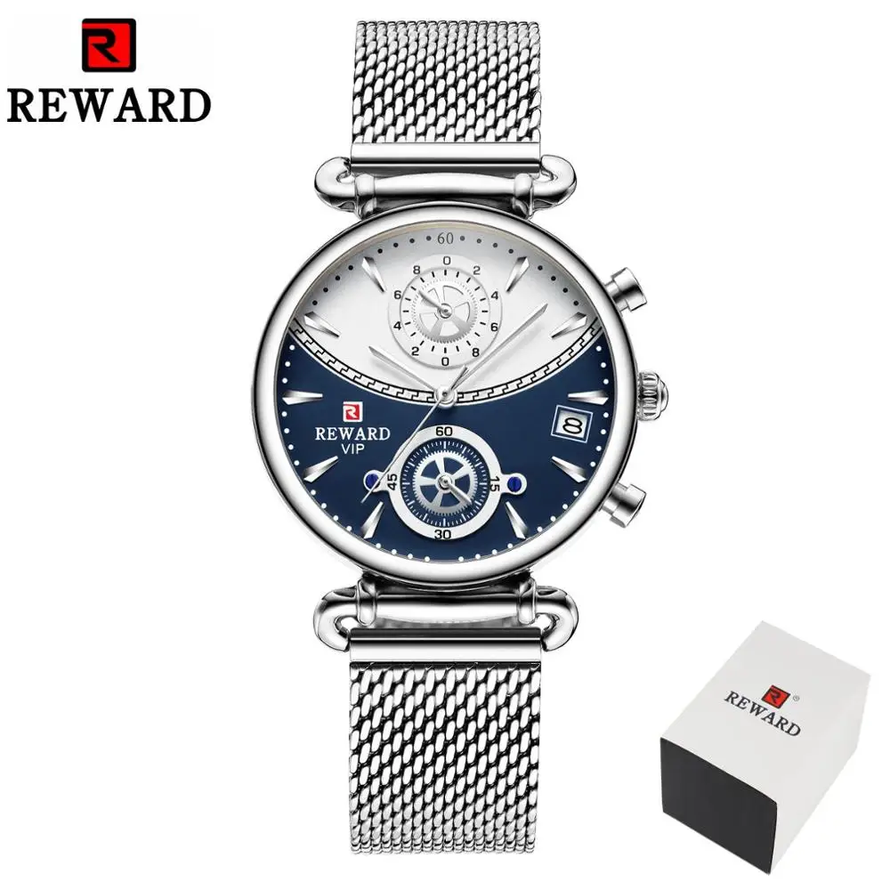 Orologi da coppia Cronografo Calendario Orologi da polso con cinturino in maglia di acciaio inossidabile Orologio da polso da donna impermeabile al quarzo_voghion.com