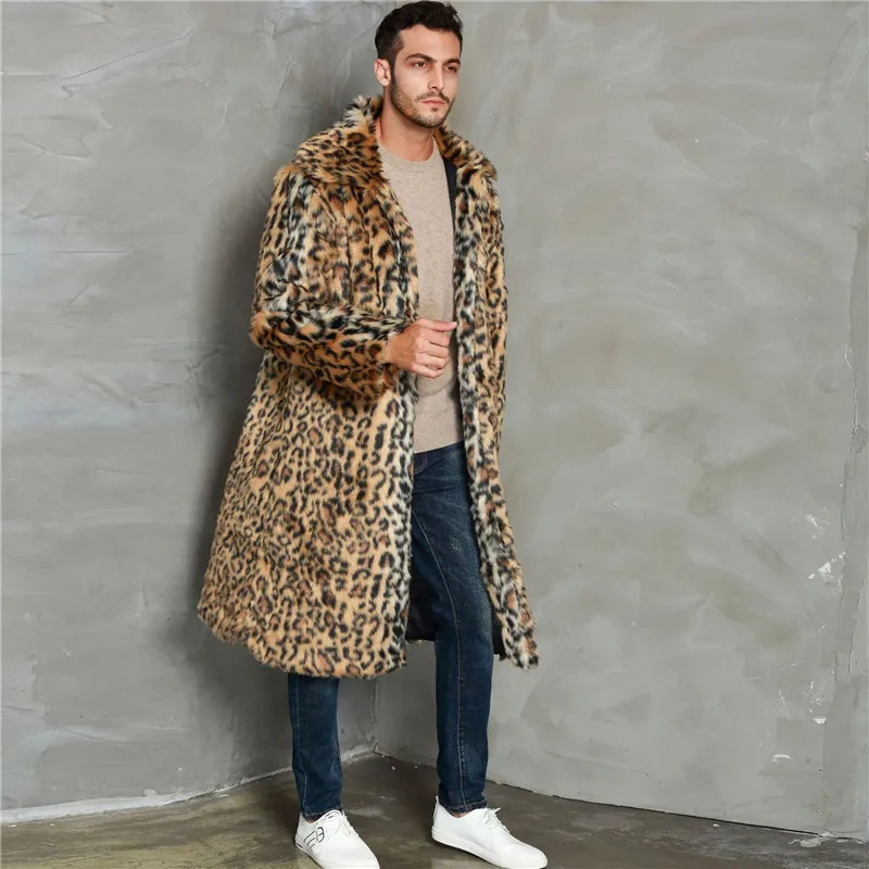 

Lanshifei 2019 Winter Blazer Fur Long Section Men fur Coat Men's Business Casual Leather Jacket Fleece Warm Thick Fake Fur Coat
