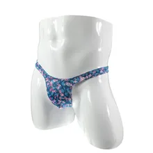 Mens Sexy Underwear Translucent Floral Thong T Pants Bulge Pouch G String Jockstrap Mini T-back Underpants Male Sexy Pouch Pant