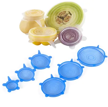 

6Pcs/Set Fruit And Vegetable Packaging Cover Silicon Food Fresh-Keep Sealing Cap Vacuum Stretch Silicone Lids Kitchen Cover