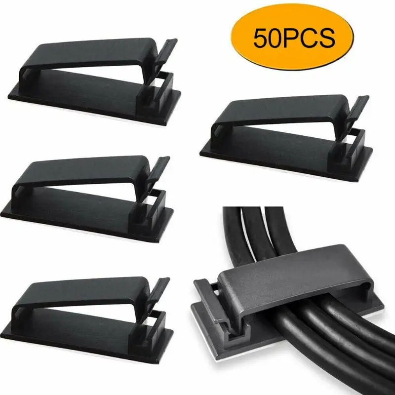 50PCS New Wall Fasteners Wire Organiser Self Adhesive Fixed Flex Cable Management Clip Clamp Consumer Electronics High Quality