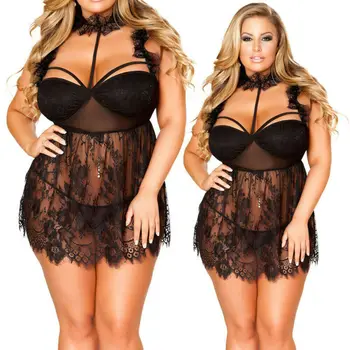 

Women Sexy Lingerie Lace Dress G-string Thongs Underwear Babydoll Sleepwear Set Underwear Babydoll Nightwear