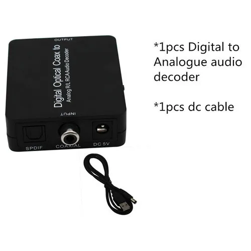 1pcs digital optical coax to analog R/L RCA audio decoder, Digital to Analog Decoder FOR Dolby