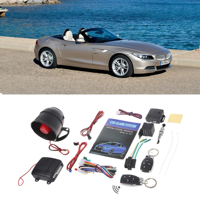 Высокое качество 1-Way Авто автомобиль анти-охранная сигнализация безопасности без ключа вход сирена с 2 удаленными Предупреждение ющими сигналами системы