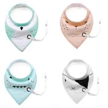 

Baby Triple-cornered Saliva Towel 100% Organic Cotton Nipple Chain Double Layer Baby Head Scarf Bib Saliva Towel 4 Pcs