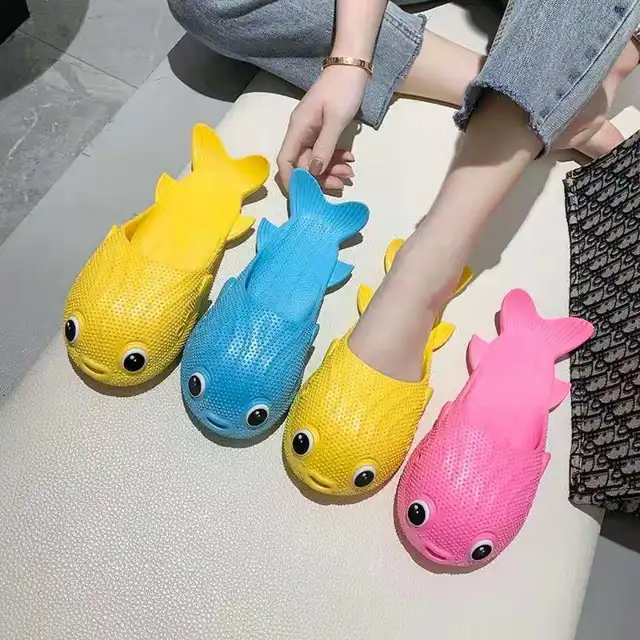 Pantoufles de poisson d'Été à Semelle Souple en Forme de Poisson pour Femme