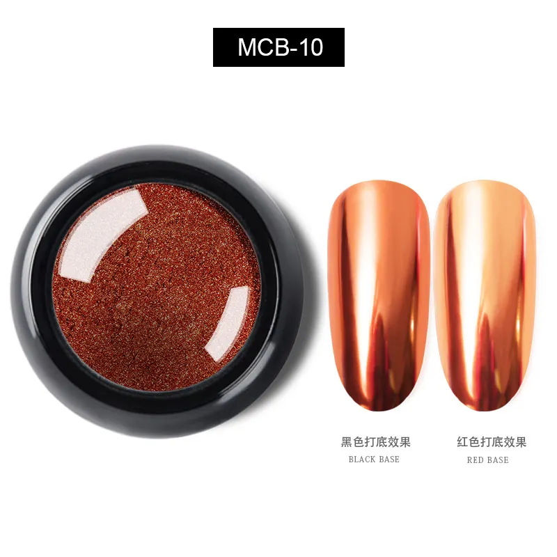 Металлическая зеркальная пудра для ногтей, 12 цветов, блестящая погружная пудра для ногтей, волшебная сияющая пудра для ногтей - Цвет: MCB-10
